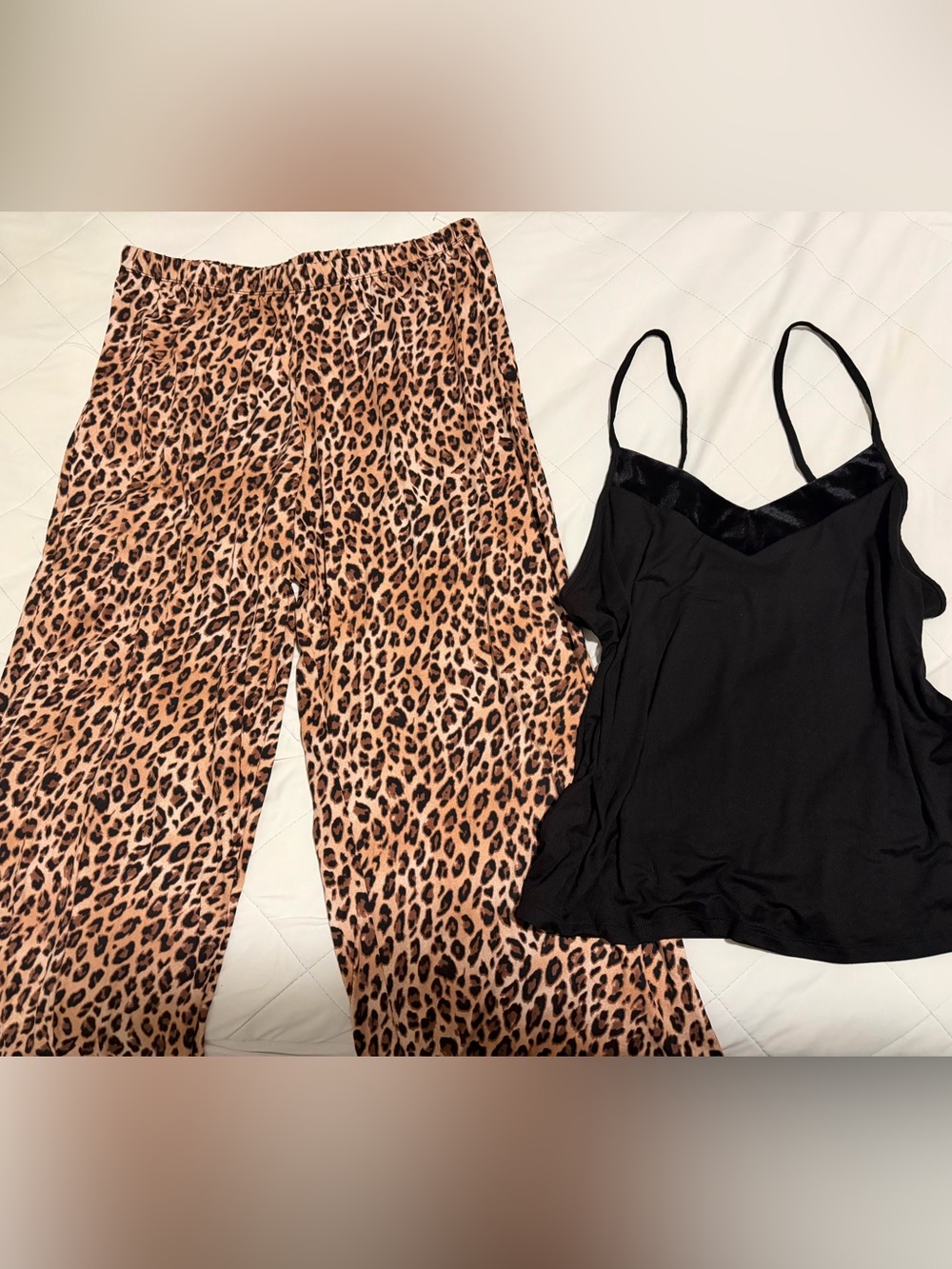 Linea Donatella Leopard Print Pajama Pants with Black Cami